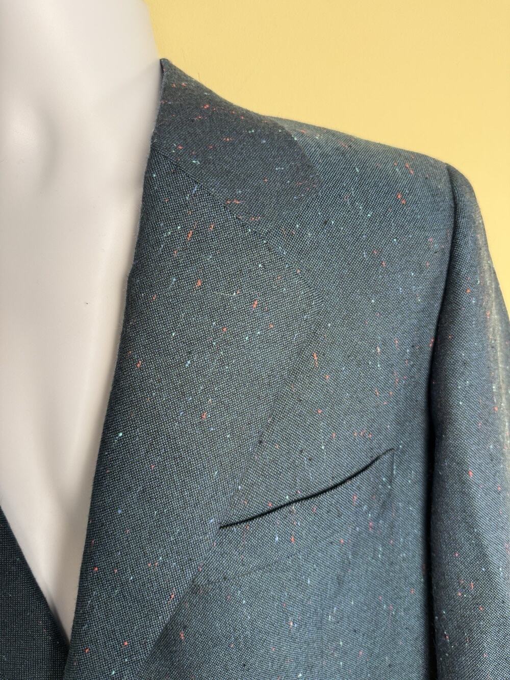 Mens Donegal Tweed Blazer Scabal London Speckled Confetti Fleck Teal Blue 43 in